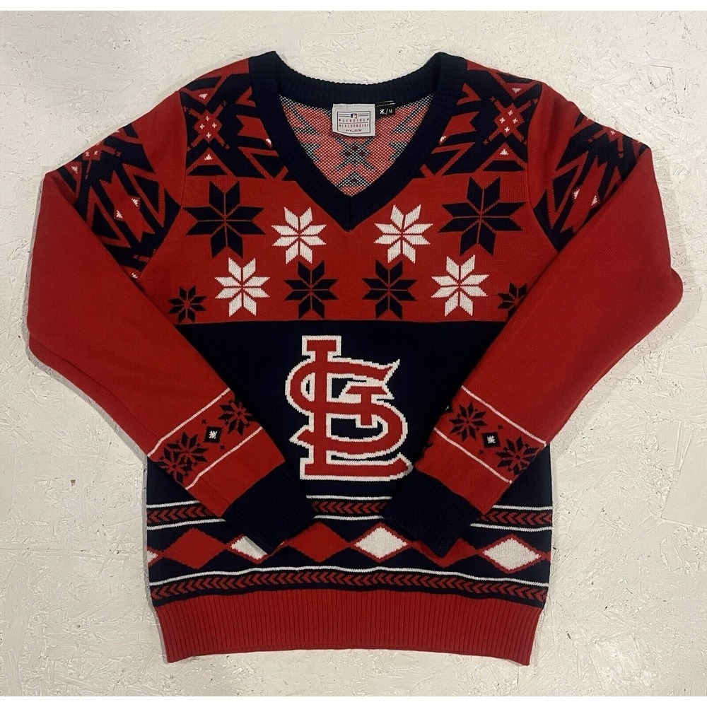 St. Louis Cardinals MLB Baseball Women's Size‎ M Christmas Knit Sweater V-Neck